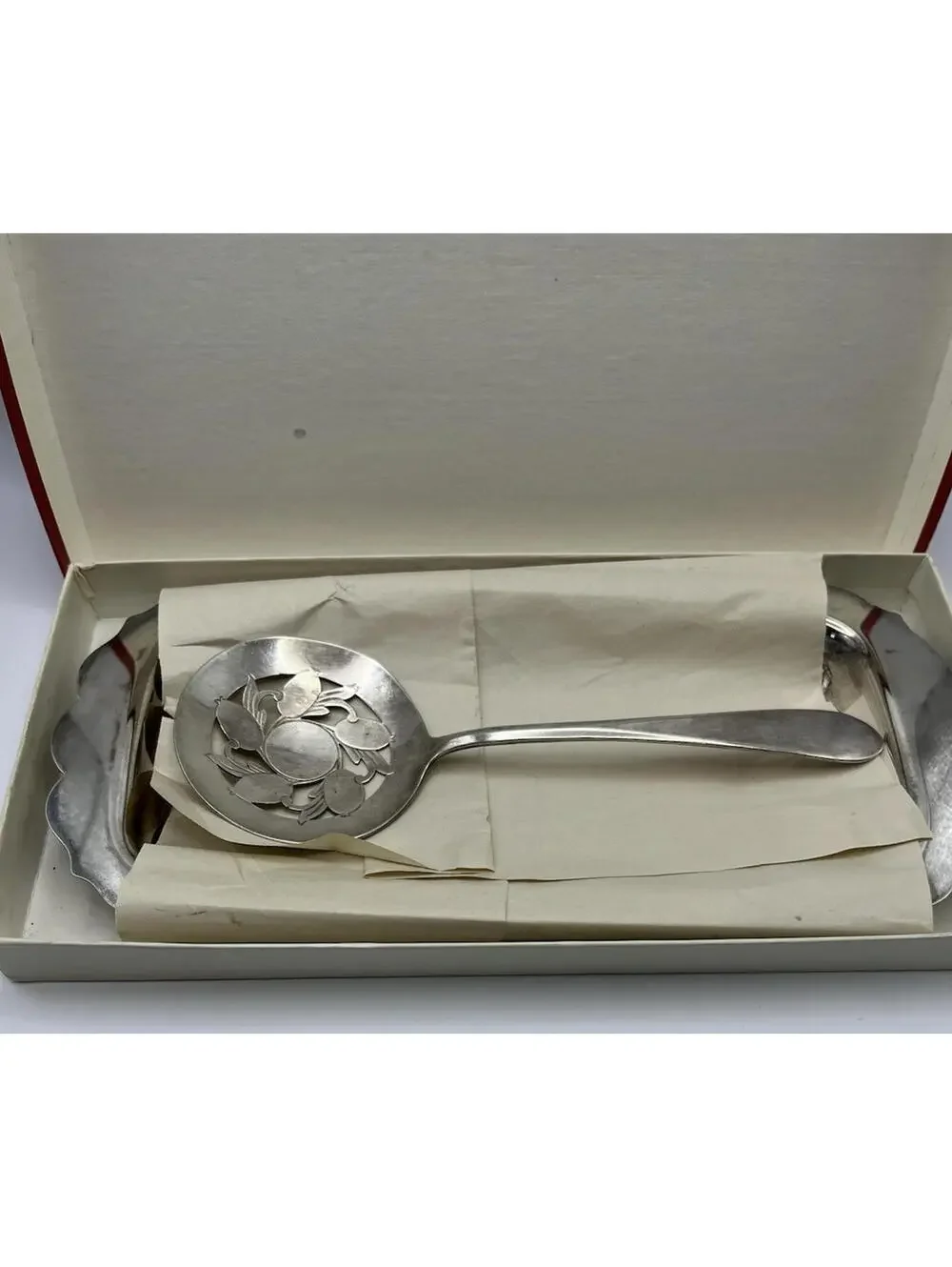 WM. Rogers Silverplate Ocean Spray VTG Cranberry Set Spoon & Plate Original Box